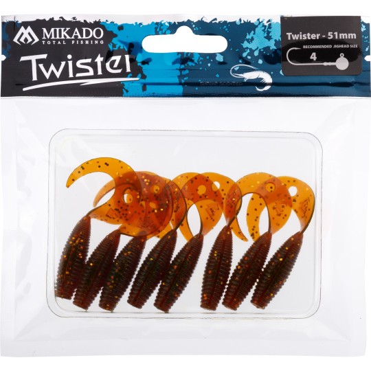 Mikado TWISTER 51 mm / MOTOROIL GOLD - op 8 szt.