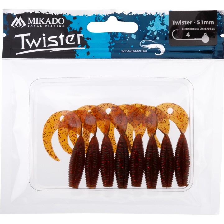 Mikado TWISTER 51 mm / MOTOROIL RED - op 8 szt.