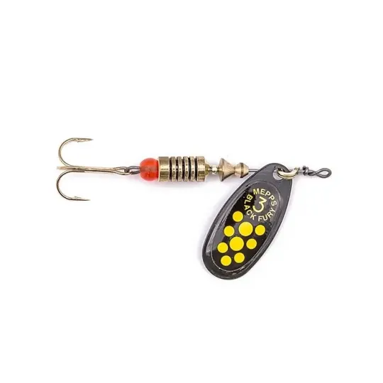 Błystka obrotowa Mepps BLACK FURY czarny / żółte kropki 4 / 8g
